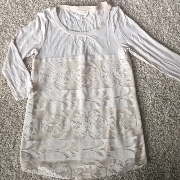 Anthropologie 3/4 sleeve raglan w/lace🤍✨ - Picture 2 of 8